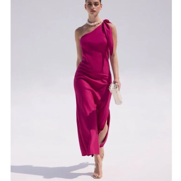 Cult Gaia Kamila One-Shoulder Linen Blend Dress in Bloom - Picture 1 of 9